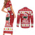 Hawaii Funny Christmas Couples Matching Short Sleeve Bodycon Dress and Long Sleeve Button Shirt Spam Musubi Santa