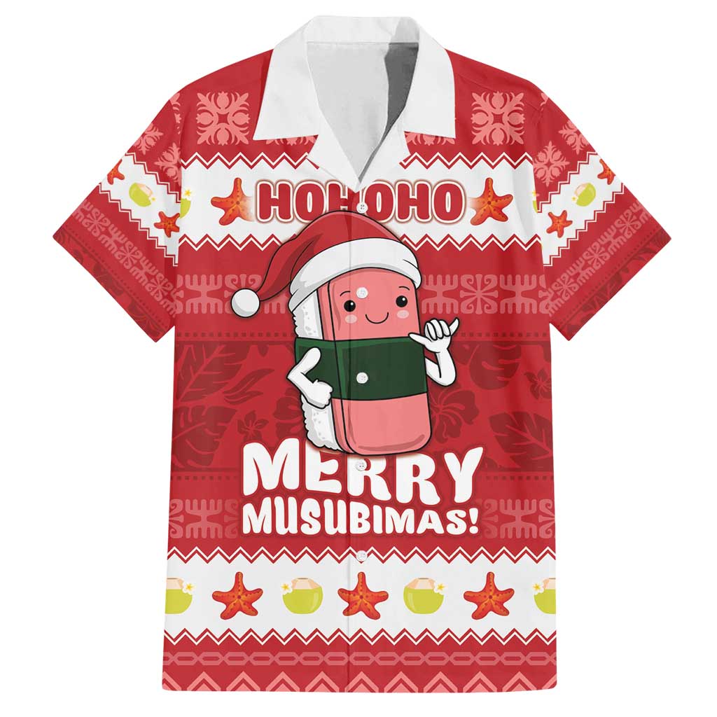 Hawaii Funny Christmas Family Matching Long Sleeve Bodycon Dress and Hawaiian Shirt Spam Musubi Santa LT05 Dad's Shirt - Short Sleeve Red - Polynesian Pride