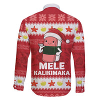 Hawaii Funny Christmas Family Matching Short Sleeve Bodycon Dress and Hawaiian Shirt Spam Musubi Santa
