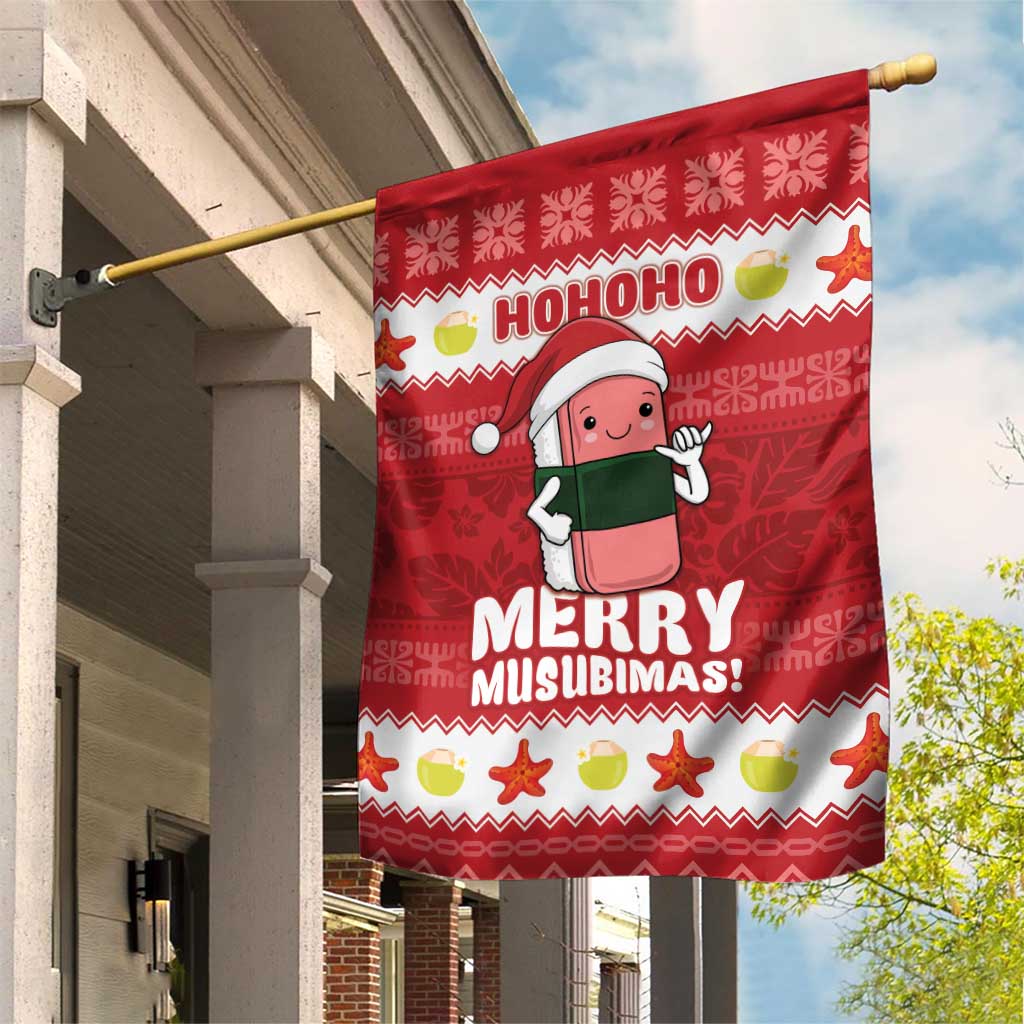 Hawaii Funny Christmas Garden Flag Spam Musubi Santa LT05 House Flag Red - Polynesian Pride
