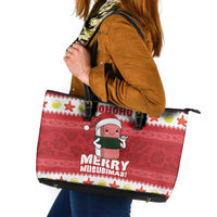 Hawaii Funny Christmas Leather Tote Bag Spam Musubi Santa LT05 Red - Polynesian Pride
