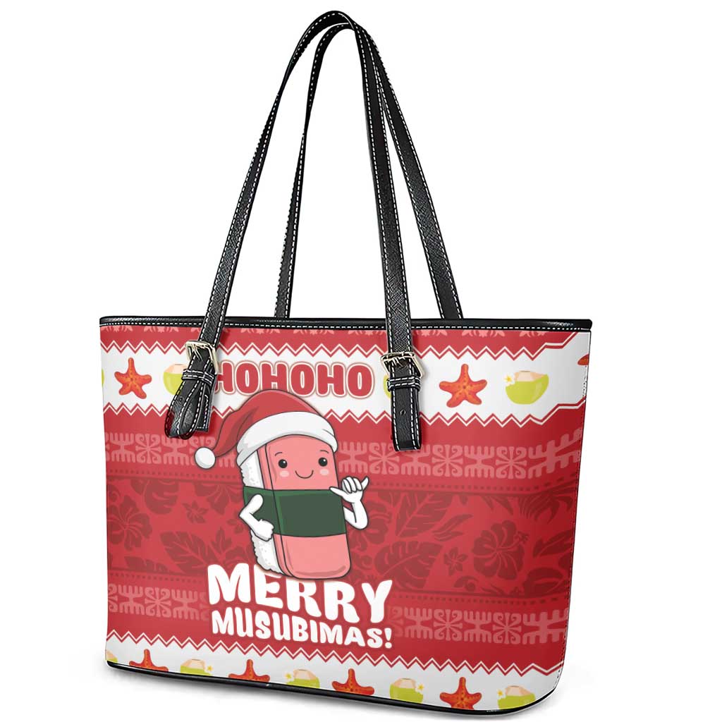 Hawaii Funny Christmas Leather Tote Bag Spam Musubi Santa LT05 - Polynesian Pride
