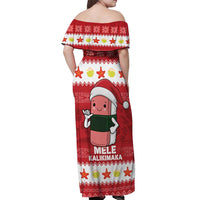 Hawaii Funny Christmas Off Shoulder Maxi Dress Spam Musubi Santa