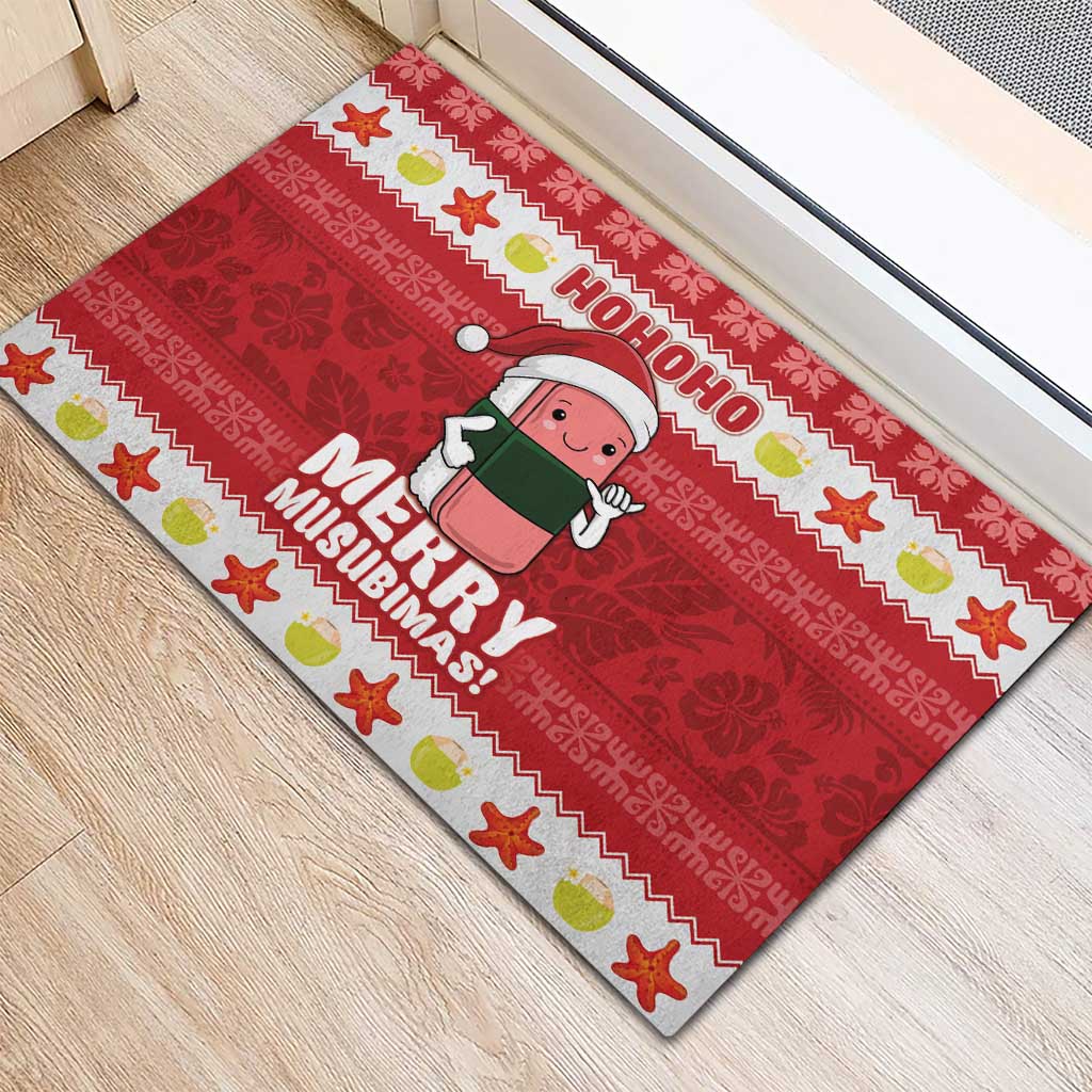 Hawaii Funny Christmas Rubber Doormat Spam Musubi Santa LT05 - Polynesian Pride