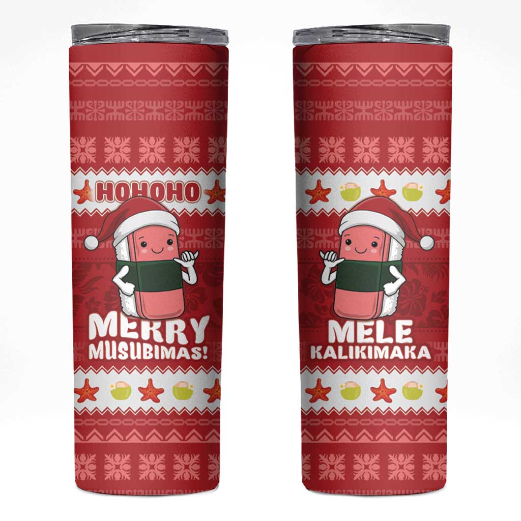 Hawaii Funny Christmas Skinny Tumbler Spam Musubi Santa