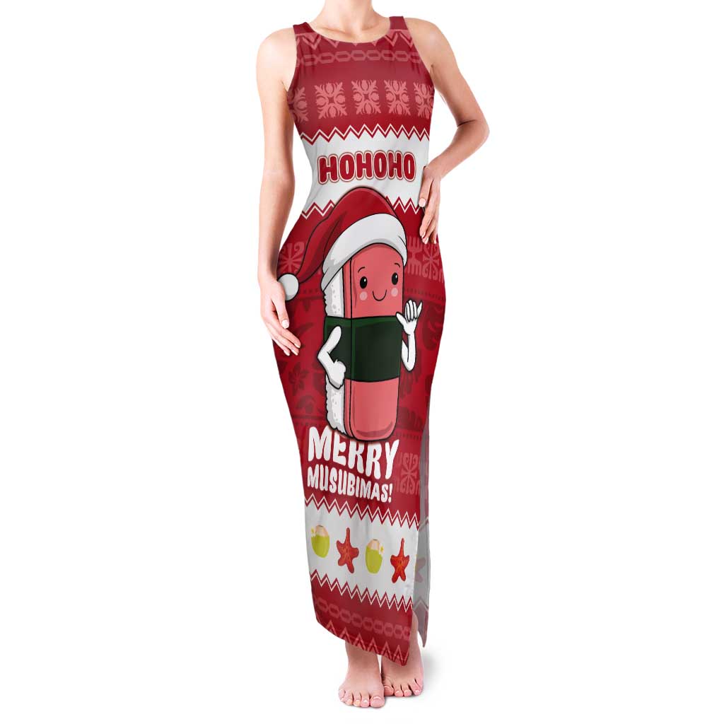 Hawaii Funny Christmas Tank Maxi Dress Spam Musubi Santa LT05 Women Red - Polynesian Pride