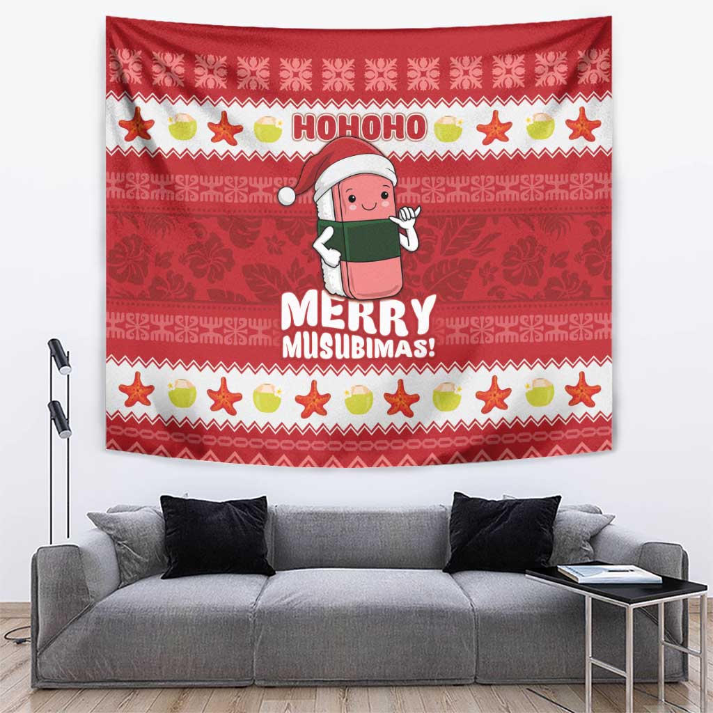 Hawaii Funny Christmas Tapestry Spam Musubi Santa