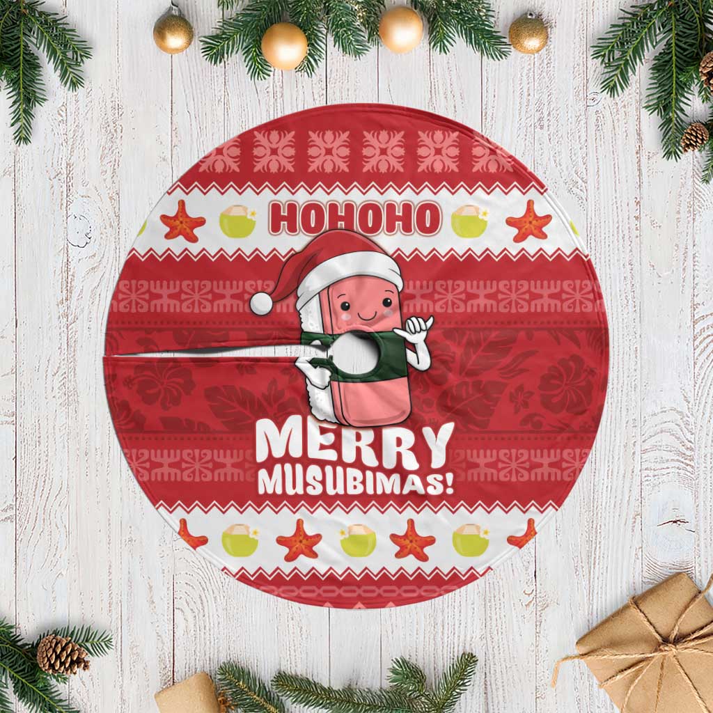 Hawaii Funny Christmas Tree Skirt Spam Musubi Santa