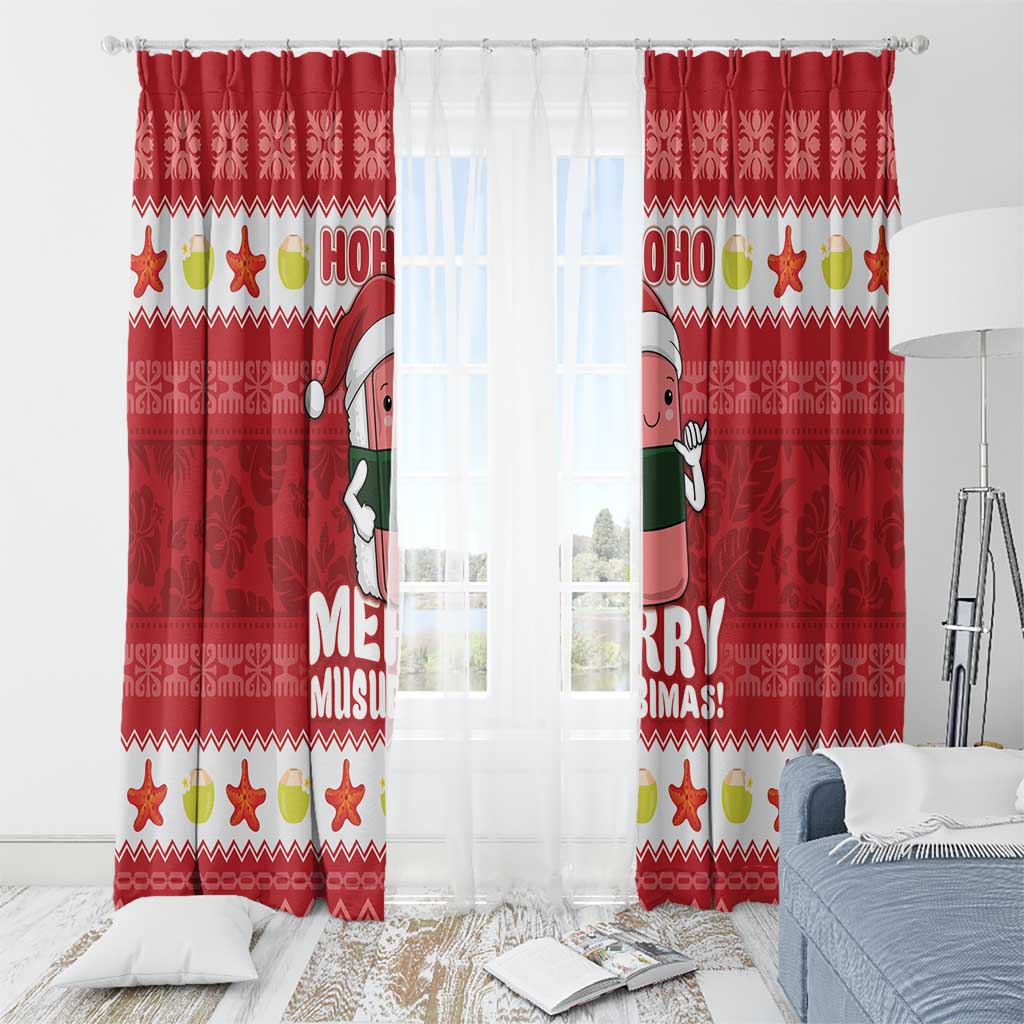 Hawaii Funny Christmas Window Curtain Spam Musubi Santa LT05 - Polynesian Pride