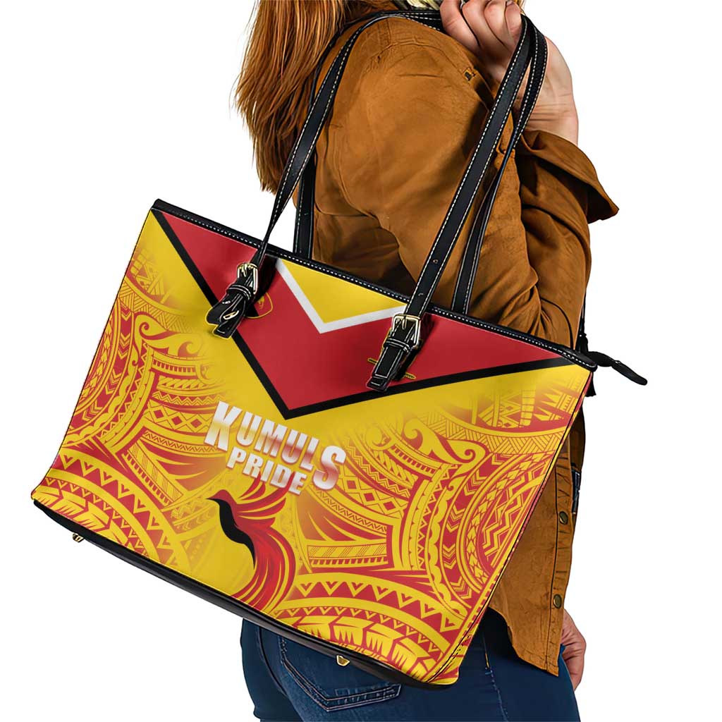 Papua New Guinea Rugby Leather Tote Bag Kumul Pride Go Champions LT05 - Polynesian Pride