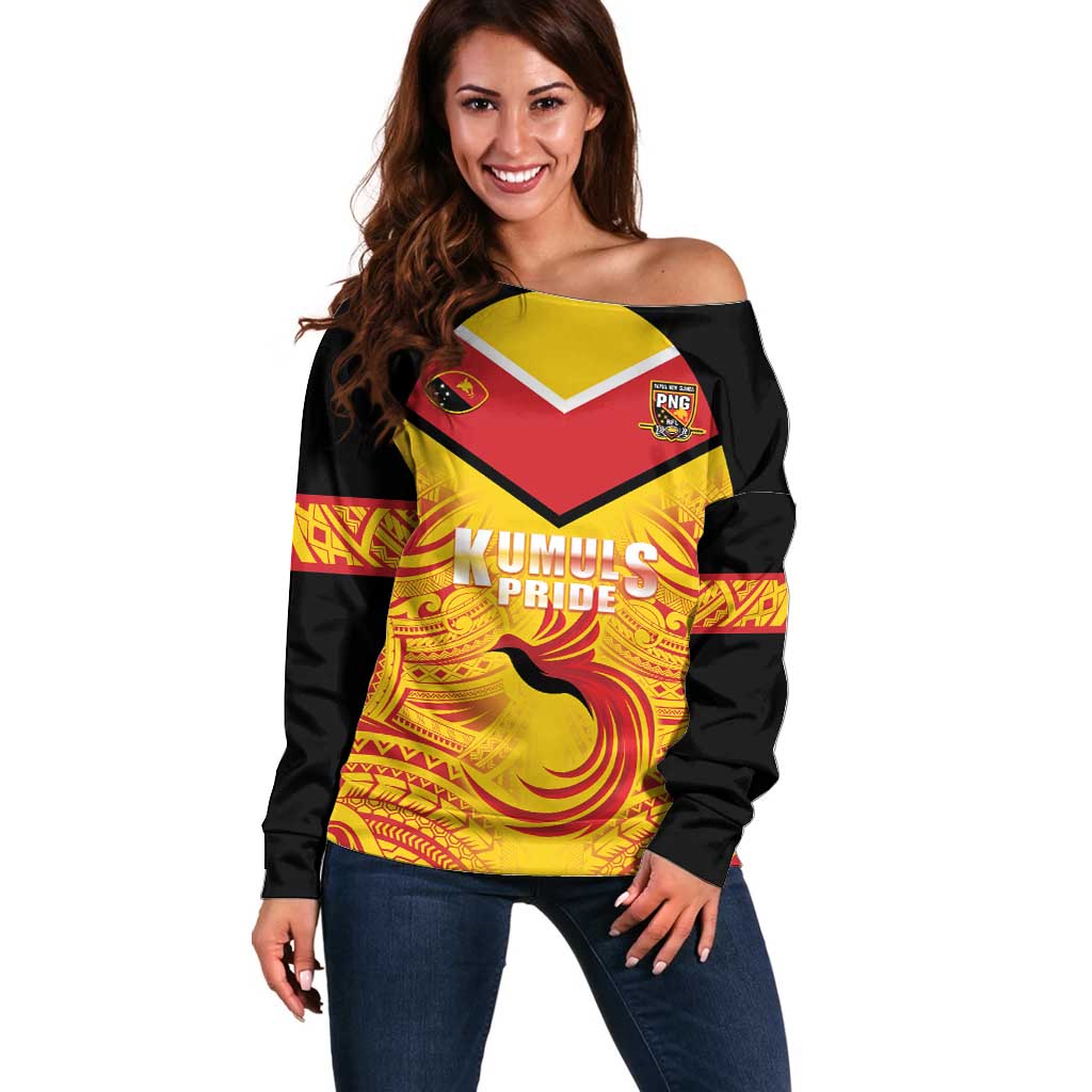 Papua New Guinea Rugby Custom Off Shoulder Sweater Kumul Pride Go Champions