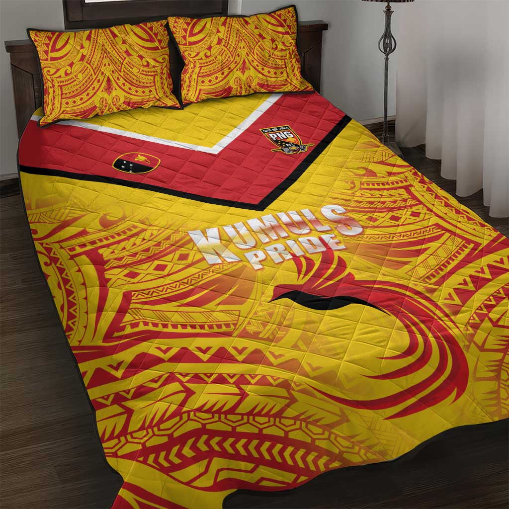 Papua New Guinea Rugby Quilt Bed Set Kumul Pride Go Champions LT05 Yellow - Polynesian Pride