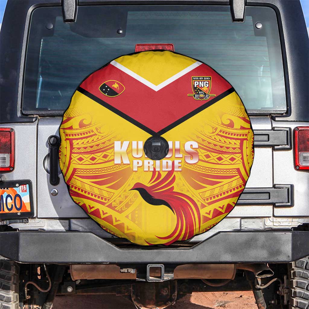Papua New Guinea Rugby Spare Tire Cover Kumul Pride Go Champions LT05 Yellow - Polynesian Pride