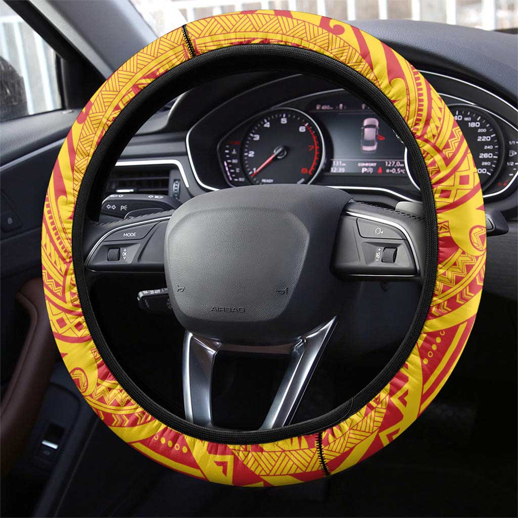 Papua New Guinea Rugby Steering Wheel Cover Kumul Pride Go Champions LT05 - Polynesian Pride