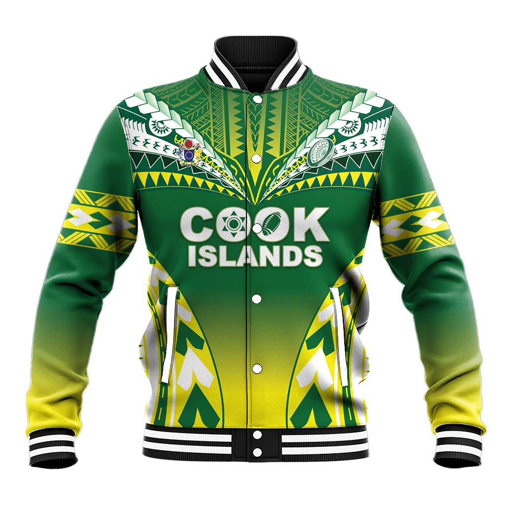 Cook Islands Rugby Custom Baseball Jacket The Kukis Go Champions LT05 Unisex Green - Polynesian Pride