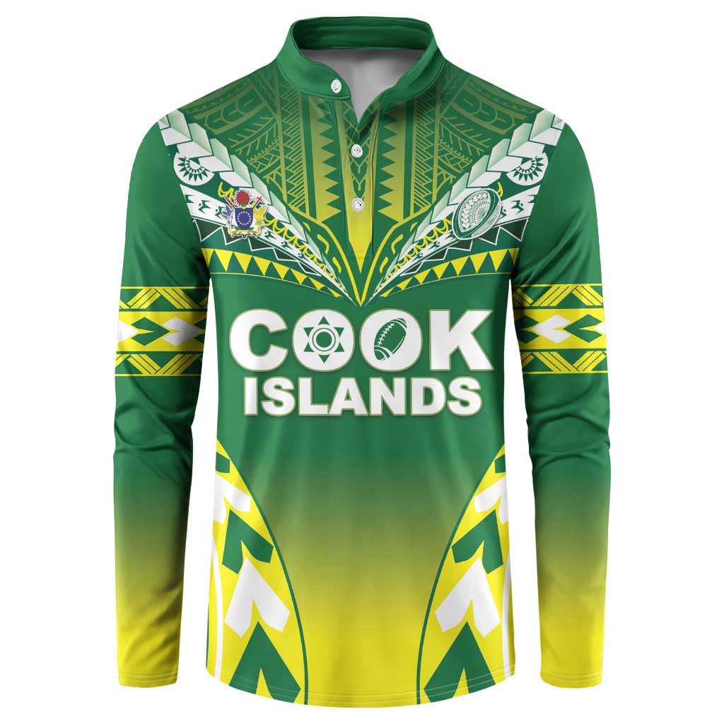 Cook Islands Rugby Custom Button Sweatshirt The Kukis Go Champions LT05 Green - Polynesian Pride