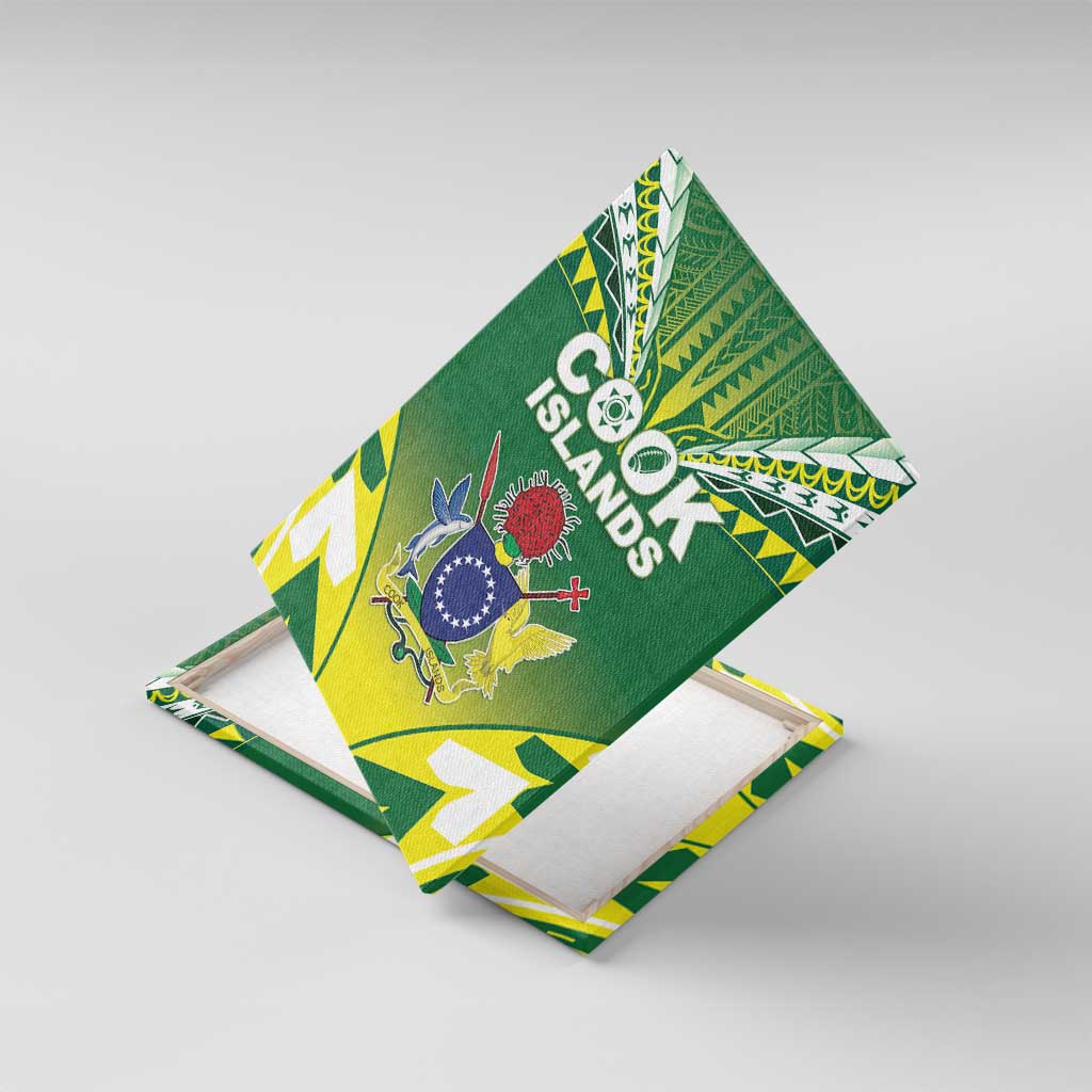 Cook Islands Rugby Canvas Wall Art The Kukis Go Champions LT05 With Frame Green - Polynesian Pride