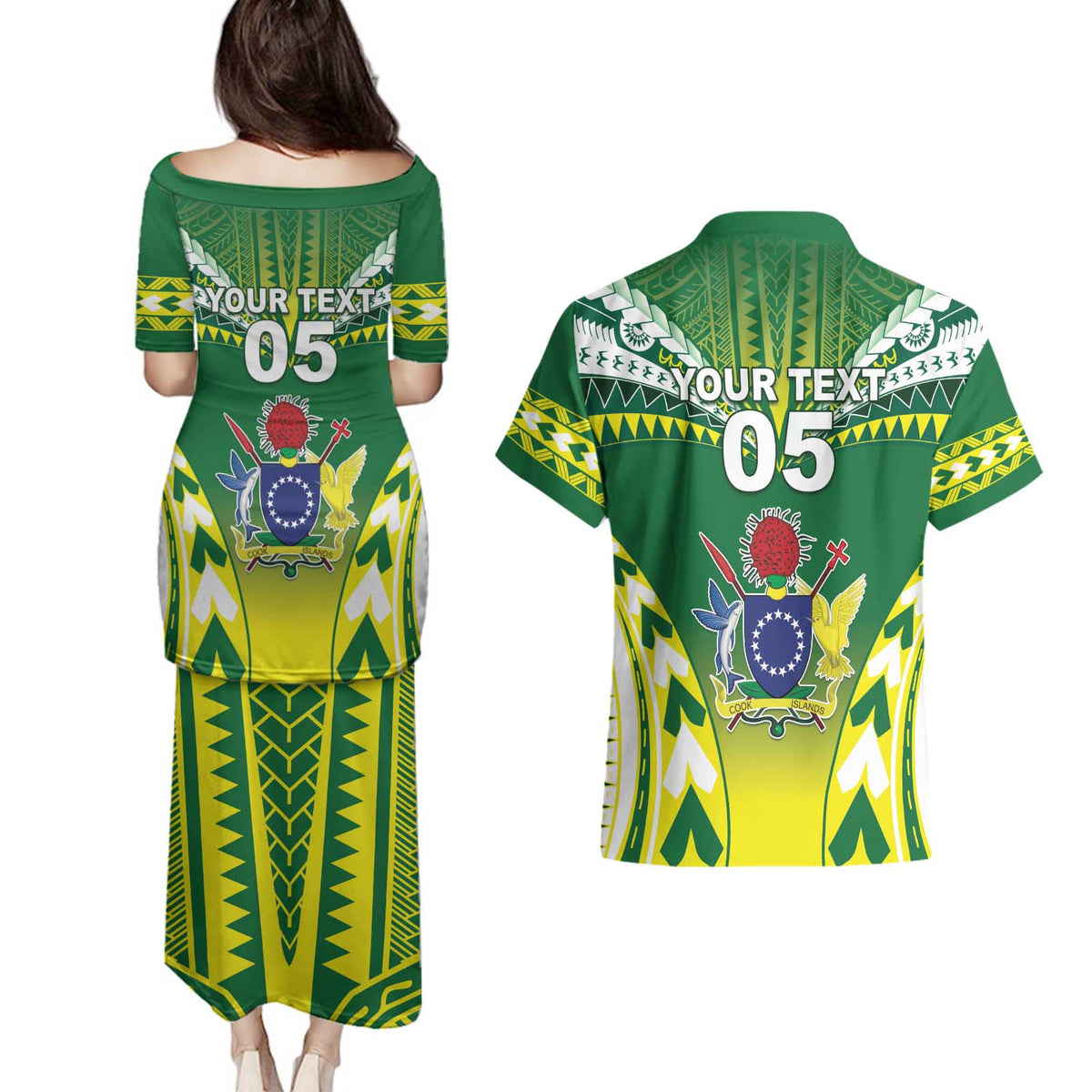 Cook Islands Rugby Custom Couples Matching Puletasi and Hawaiian Shirt The Kukis Go Champions LT05 - Polynesian Pride
