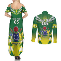 Cook Islands Rugby Custom Couples Matching Summer Maxi Dress and Long Sleeve Button Shirt The Kukis Go Champions LT05 - Polynesian Pride
