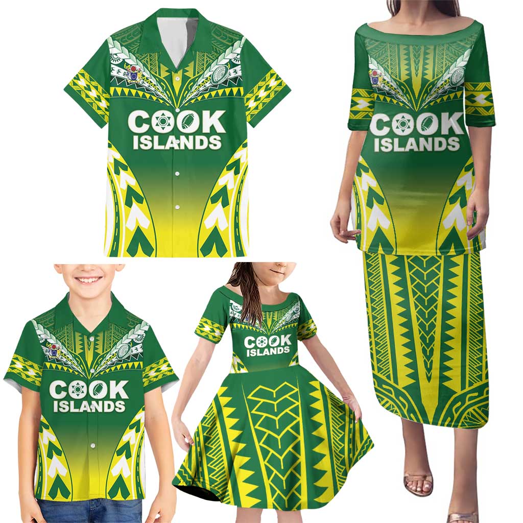 Cook Islands Rugby Custom Family Matching Puletasi and Hawaiian Shirt The Kukis Go Champions