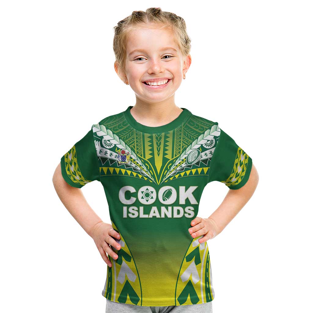 Cook Islands Rugby Custom Kid T Shirt The Kukis Go Champions