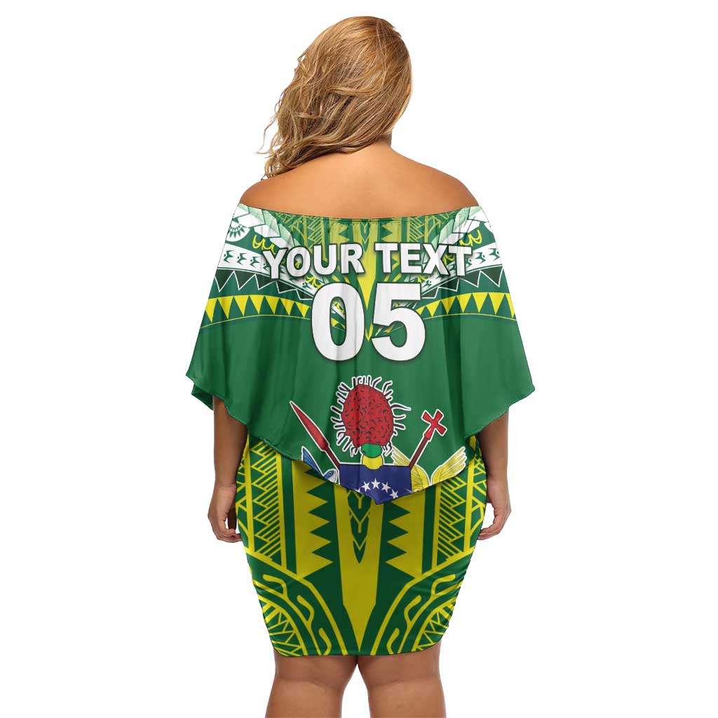 Cook Islands Rugby Custom Off Shoulder Short Dress The Kukis Go Champions LT05 - Polynesian Pride