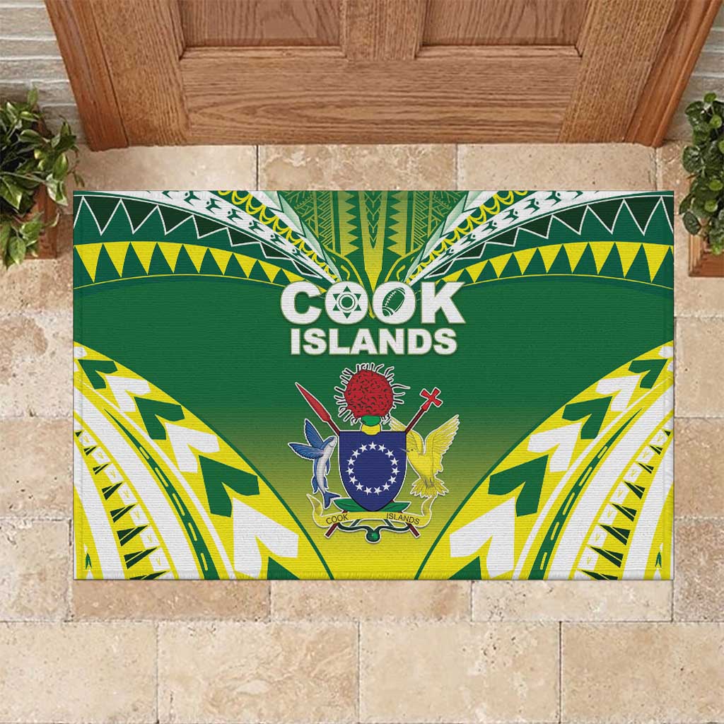 Cook Islands Rugby Rubber Doormat The Kukis Go Champions LT05 Green - Polynesian Pride