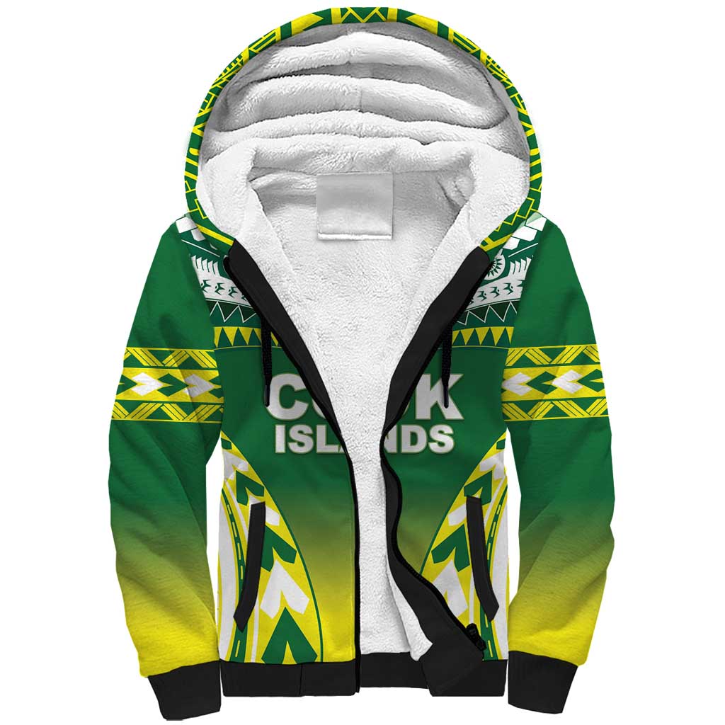 Cook Islands Rugby Custom Sherpa Hoodie The Kukis Go Champions LT05 Unisex Green - Polynesian Pride