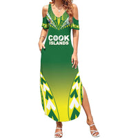 Cook Islands Rugby Custom Summer Maxi Dress The Kukis Go Champions LT05 Women Green - Polynesian Pride