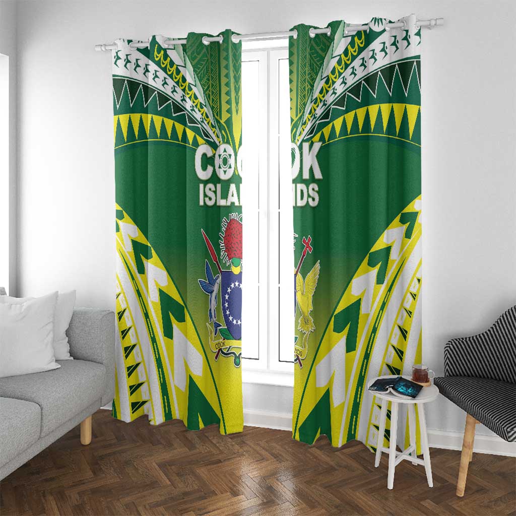 Cook Islands Rugby Window Curtain The Kukis Go Champions LT05 With Grommets Green - Polynesian Pride