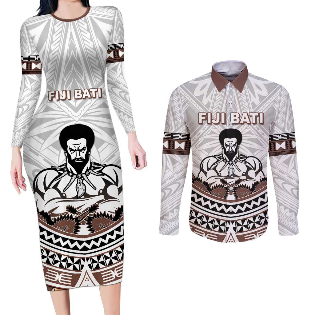 Fiji Rugby Custom Couples Matching Long Sleeve Bodycon Dress and Long Sleeve Button Shirt Fijian Bati Go Champions