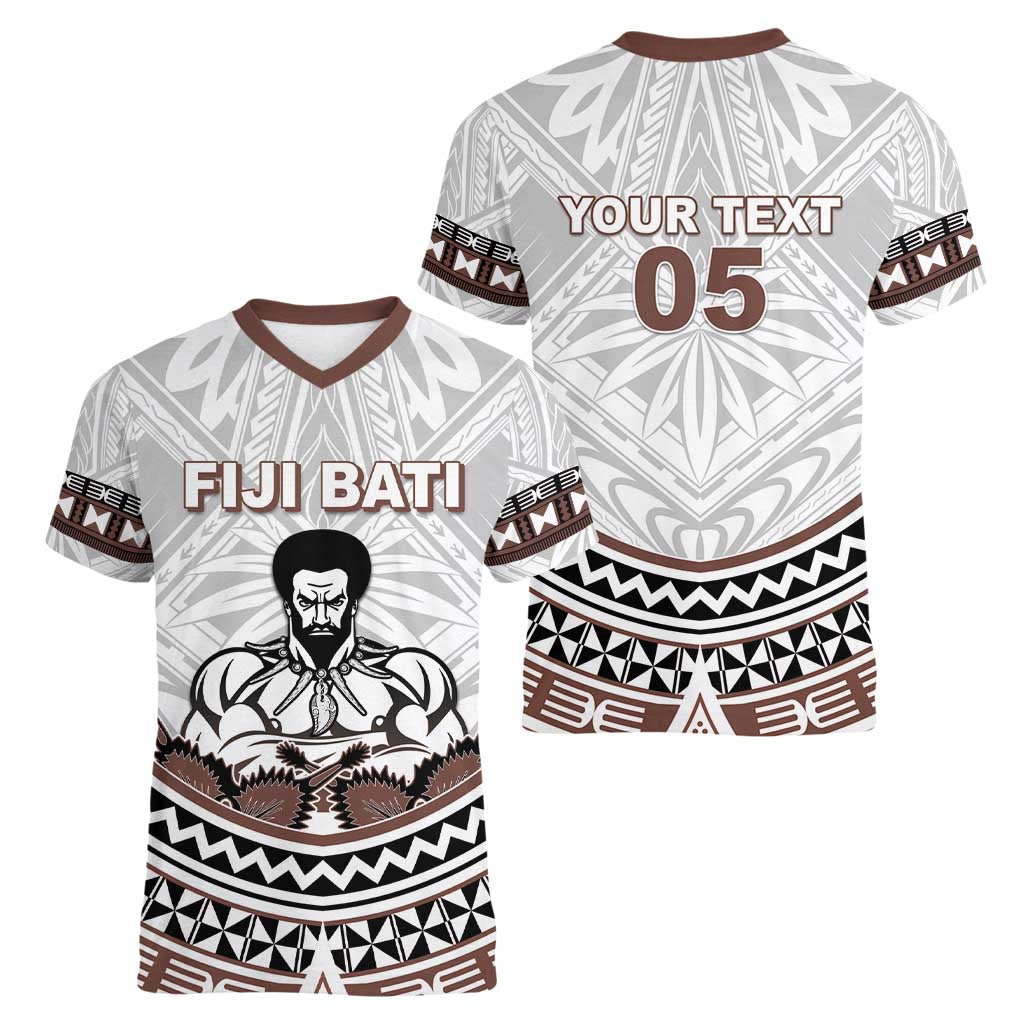 Fiji Rugby Custom Women V-Neck T-Shirt Fijian Bati Go Champions