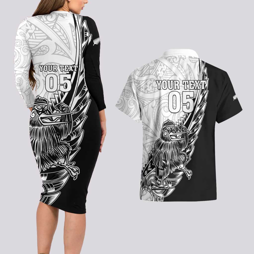 New Zealand Kiwi Rugby Custom Couples Matching Long Sleeve Bodycon Dress and Hawaiian Shirt Go Champions Maori Pattern