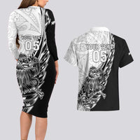 New Zealand Kiwi Rugby Custom Couples Matching Long Sleeve Bodycon Dress and Hawaiian Shirt Go Champions Maori Pattern