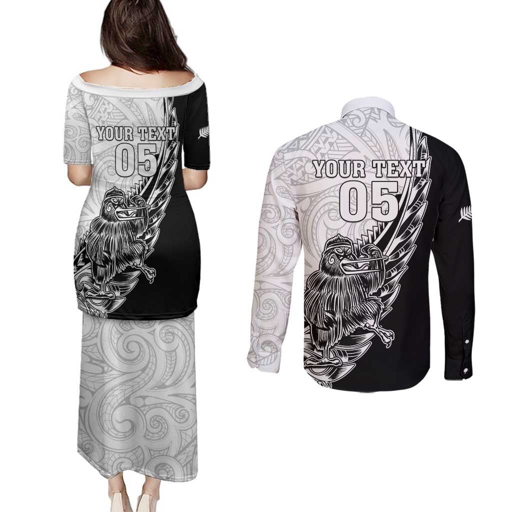 New Zealand Kiwi Rugby Custom Couples Matching Puletasi and Long Sleeve Button Shirt Go Champions Maori Pattern