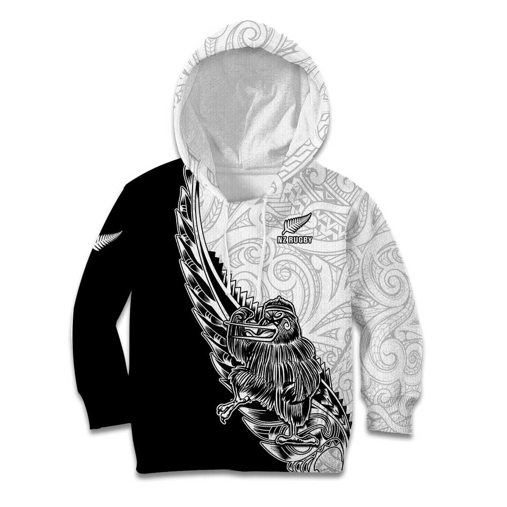 New Zealand Kiwi Rugby Custom Kid Hoodie Go Champions Maori Pattern