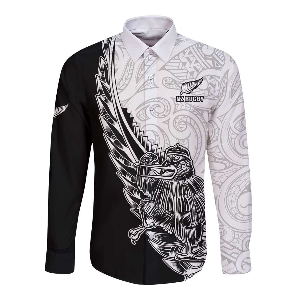 New Zealand Kiwi Rugby Custom Long Sleeve Button Shirt Go Champions Maori Pattern