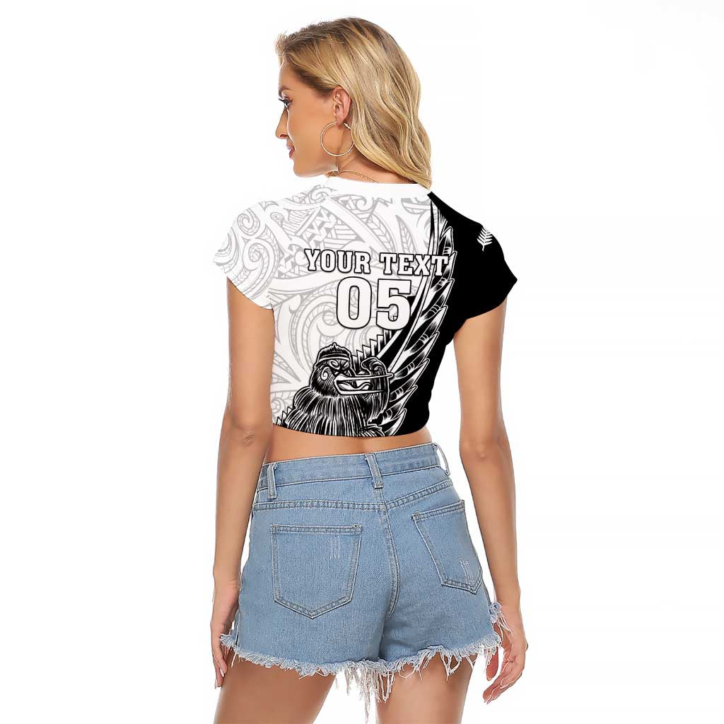 New Zealand Kiwi Rugby Custom Raglan Cropped T Shirt Go Champions Maori Pattern