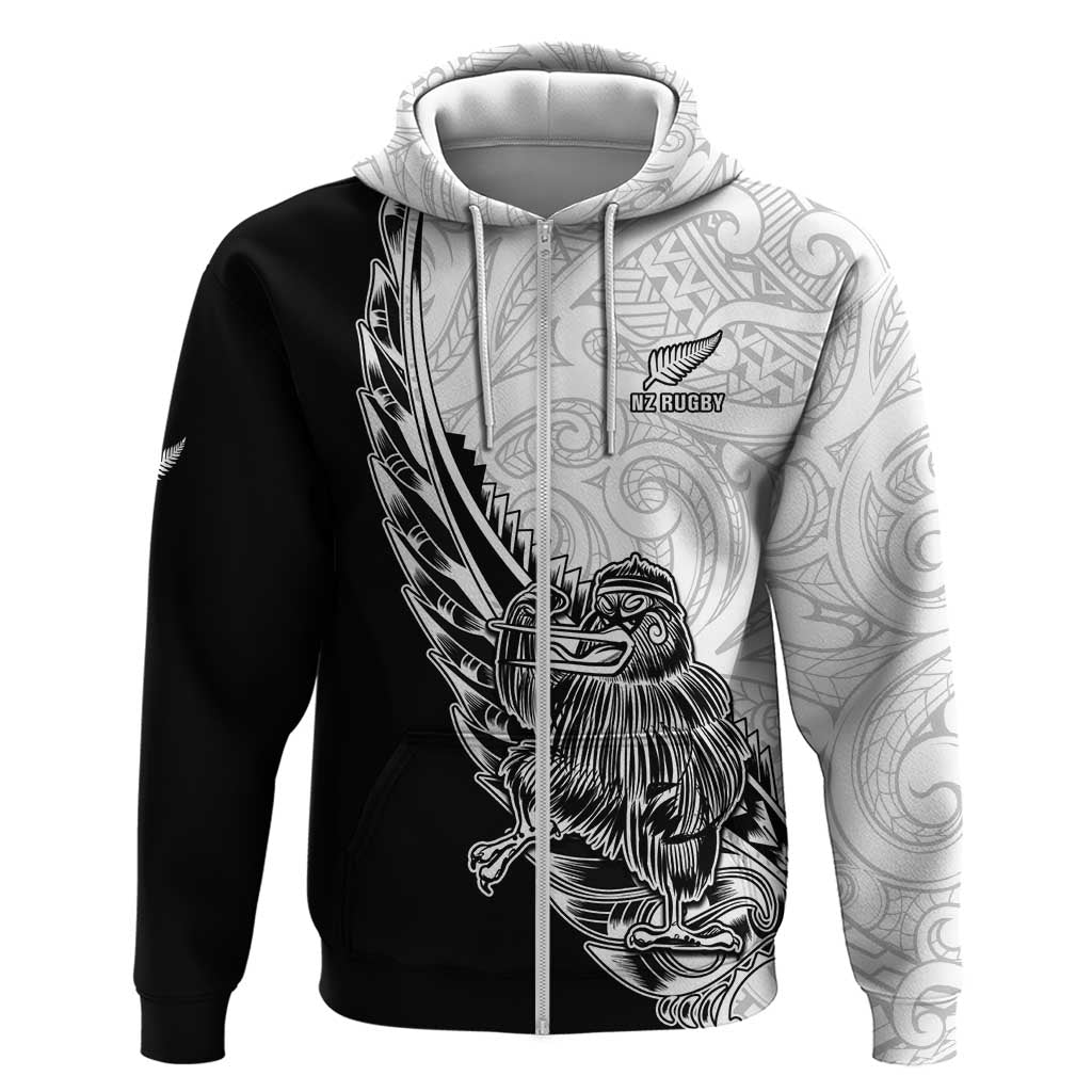 New Zealand Kiwi Rugby Custom Zip Hoodie Go Champions Maori Pattern