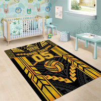 Custom Polynesia Beach Volleyball Area Rug Gold Polynesian Tribal Pattern - Polynesian Pride