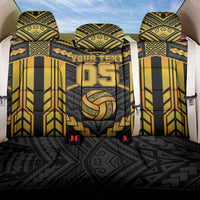 Custom Polynesia Beach Volleyball Back Car Seat Cover Gold Polynesian Tribal Pattern - Polynesian Pride