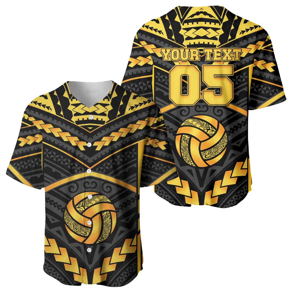 Custom Polynesia Beach Volleyball Baseball Jersey Gold Polynesian Tribal Pattern LT05 - Polynesian Pride