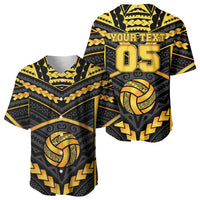 Custom Polynesia Beach Volleyball Baseball Jersey Gold Polynesian Tribal Pattern LT05 - Polynesian Pride