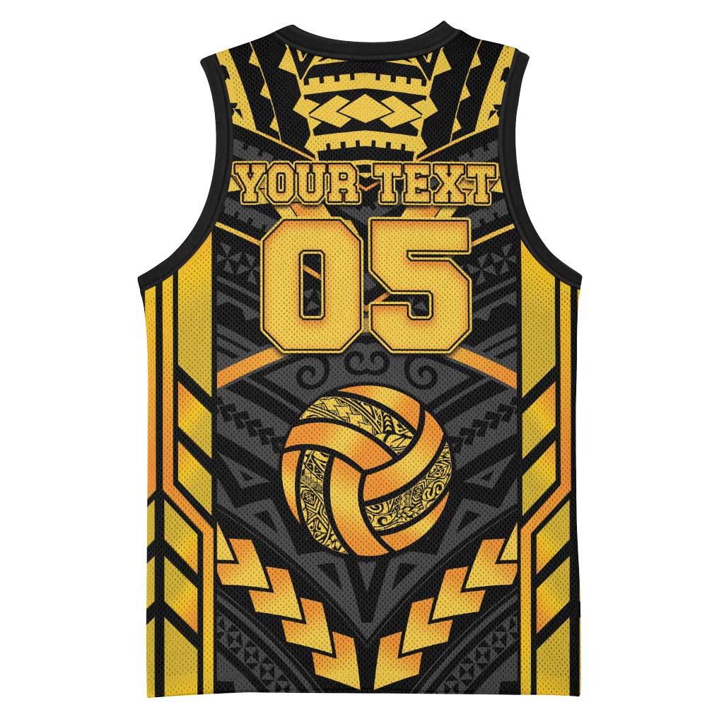 Custom Polynesia Beach Volleyball Basketball Jersey Gold Polynesian Tribal Pattern LT05 - Polynesian Pride
