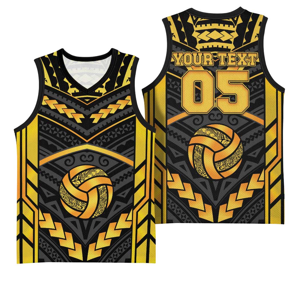 Custom Polynesia Beach Volleyball Basketball Jersey Gold Polynesian Tribal Pattern LT05 - Polynesian Pride