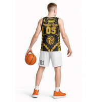 Custom Polynesia Beach Volleyball Basketball Jersey Gold Polynesian Tribal Pattern LT05 - Polynesian Pride