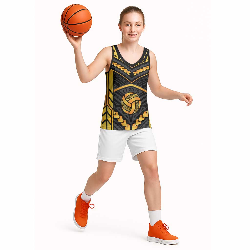 Custom Polynesia Beach Volleyball Basketball Jersey Gold Polynesian Tribal Pattern LT05 - Polynesian Pride