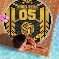 Custom Polynesia Beach Volleyball Beach Blanket Gold Polynesian Tribal Pattern - Polynesian Pride