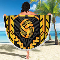 Custom Polynesia Beach Volleyball Beach Blanket Gold Polynesian Tribal Pattern - Polynesian Pride