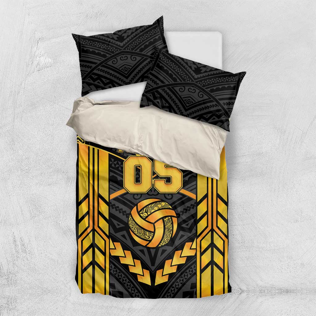 Custom Polynesia Beach Volleyball Bedding Set Gold Polynesian Tribal Pattern - Polynesian Pride